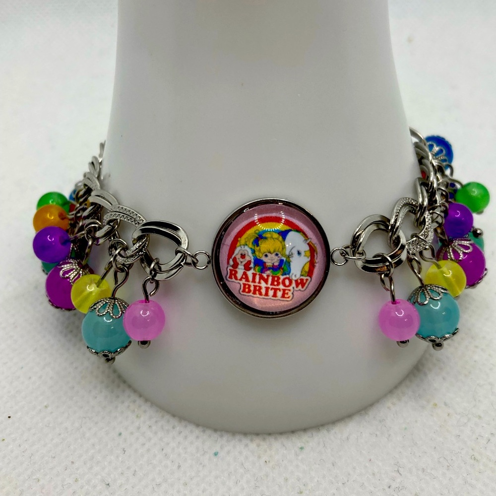 Handmade Rainbow Brite bracelet in stainless steel